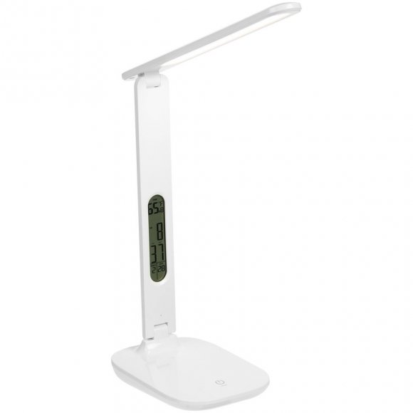 Настольная лампа с часами и календарем Office Torch, белая 