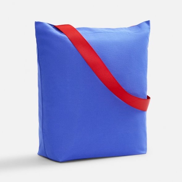 Шопер B5, синий с широкими красными ручками 