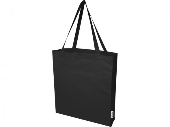 Madras эко- сумка с ластовицей из переработанного хлопка, сертифицированного согласно GRS, плотностью 140 г/м² - сплошной черный 