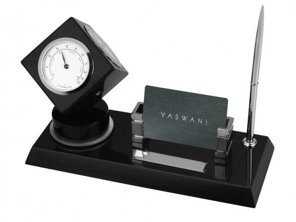 Настольный прибор с погодной станцией Магдебург, черный 