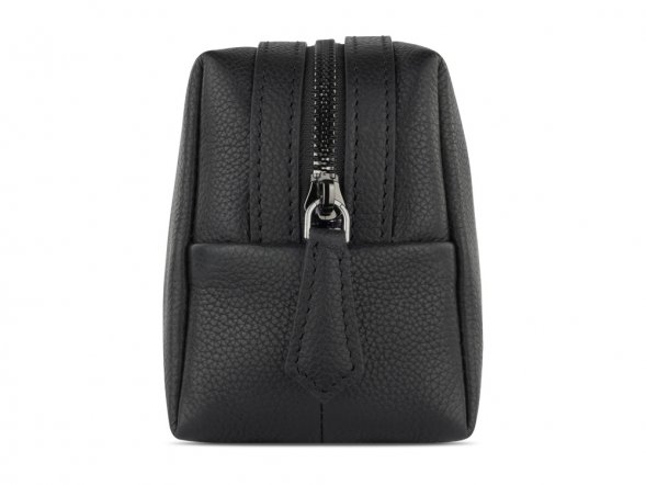 Косметичка BUGATTI Bella, чёрная, воловья кожа/полиэстер, 19х8,5х11 см 