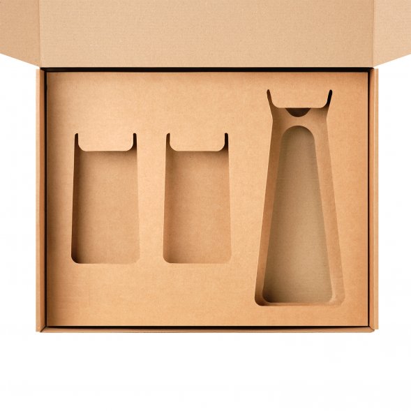 Доп. ложемент ВЕРХНИЙ под декантер + 2 высоких стакана в большую универсальную коробку, крафт (арт 21005.020) 