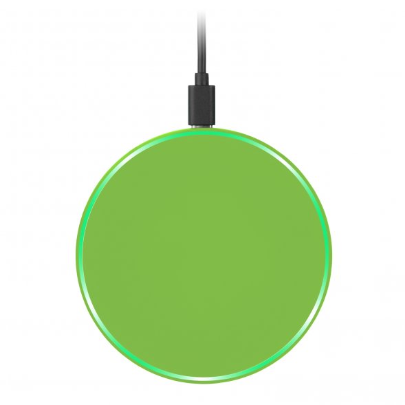 Беспроводное зарядное устройство с подсветкой 15W Auris, салатовое 