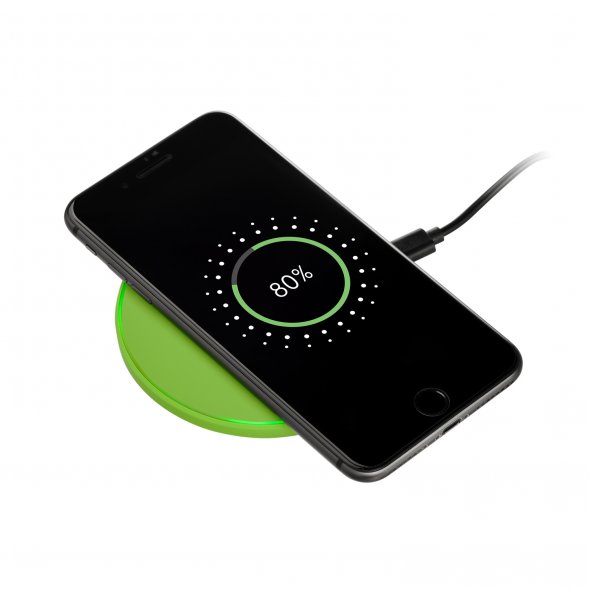Беспроводное зарядное устройство с подсветкой 15W Auris, салатовое 