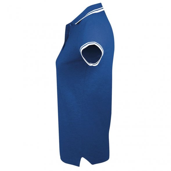 Рубашка поло женская Pasadena Women 200 с контрастной отделкой, ярко-синяя с белым 