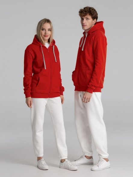 Толстовка на молнии с капюшоном Unit Siverga Heavy, красная 