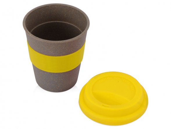 Стакан с силиконовой крышкой Cafe, желтый 