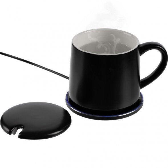 Кружка с подогревом и беспроводной зарядкой Dual Base ver. 2.0 Matt, черная 