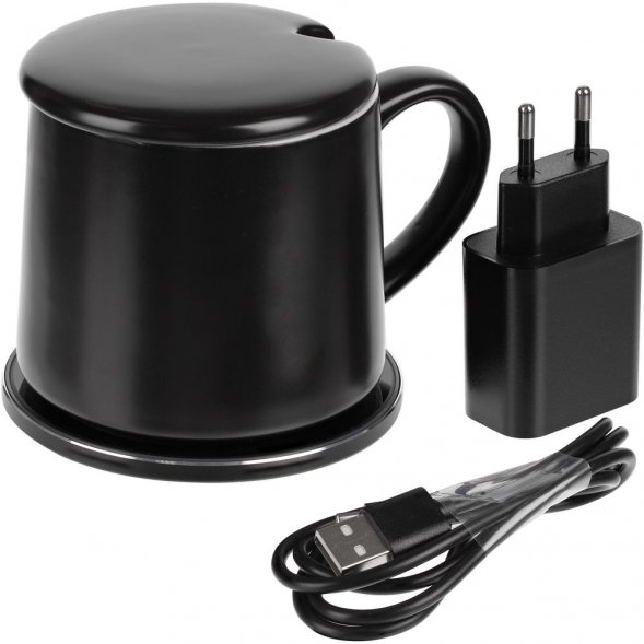 Кружка с подогревом и беспроводной зарядкой Dual Base ver. 2.0 Matt, черная 