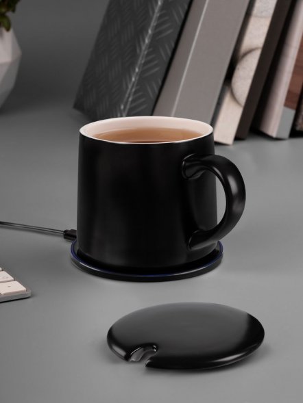Кружка с подогревом и беспроводной зарядкой dualBase ver. 2.0 Matt, черная 
