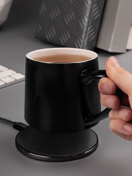 Кружка с подогревом и беспроводной зарядкой dualBase ver. 2.0 Matt, черная 
