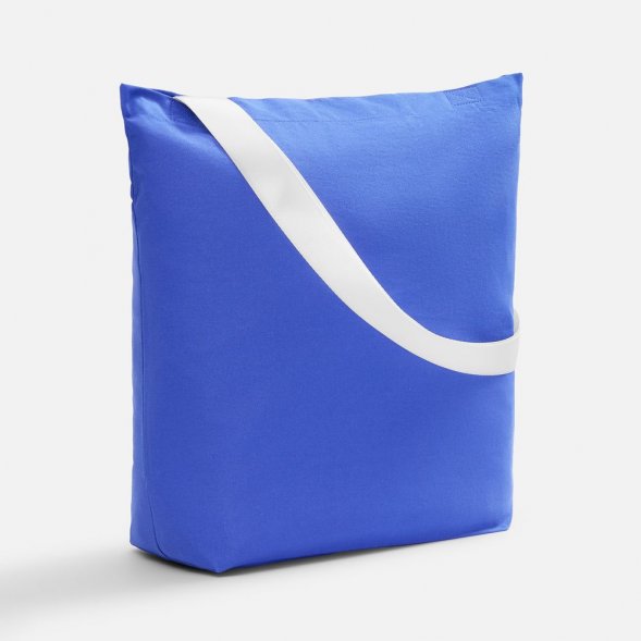 Шопер B5, синий с широкими белыми ручками 