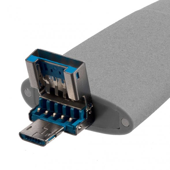 Флешка Pebble Universal, USB 3.0, серая, 64 Гб 