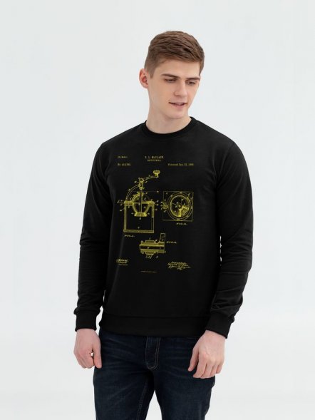 Свитшот Old Patents. Coffee Mill, черный 