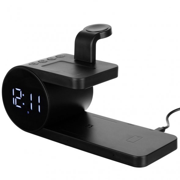 Станция беспроводной зарядки с часами fullStack, черная 