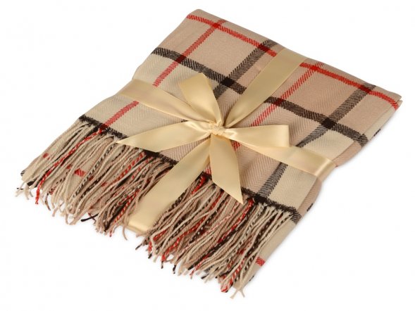 Плед акриловый в клетку Tartan, бежевый 