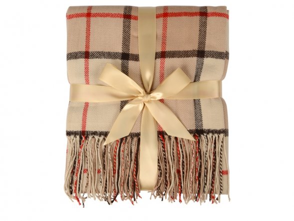 Плед акриловый в клетку Tartan, бежевый 