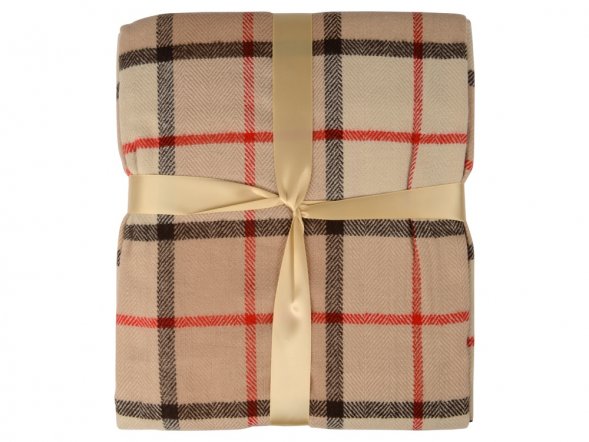 Плед акриловый в клетку Tartan, бежевый 