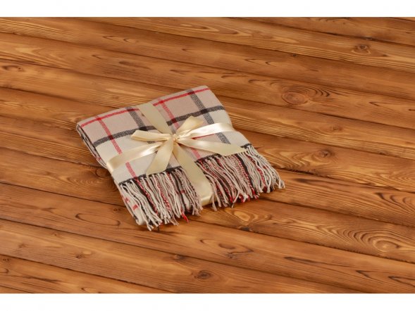 Плед акриловый в клетку Tartan, бежевый 