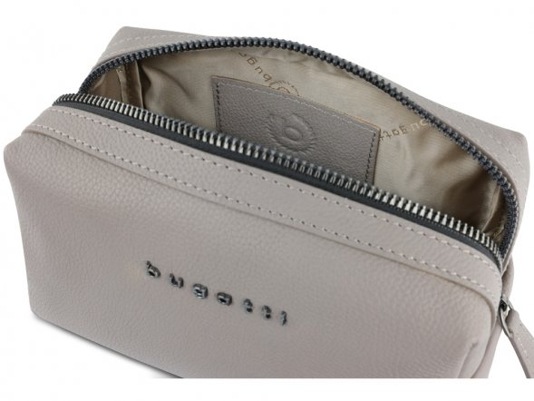 Косметичка BUGATTI Bella, бежевая, воловья кожа/полиэстер, 19х8,5х11 см 