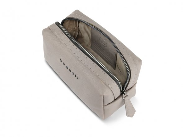 Косметичка BUGATTI Bella, бежевая, воловья кожа/полиэстер, 19х8,5х11 см 