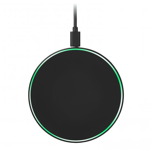 Беспроводное зарядное устройство с подсветкой 15W Auris, черное 