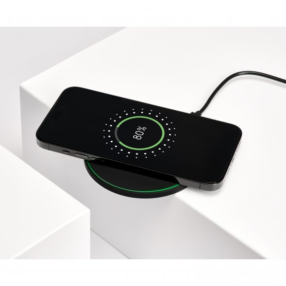 Беспроводное зарядное устройство с подсветкой 15W Auris, черное 