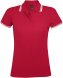 Рубашка поло женская Pasadena Women 200 с контрастной отделкой, красная с белым 