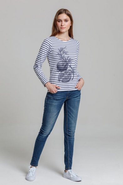 Футболка женская Grand Granat, белая с синим 