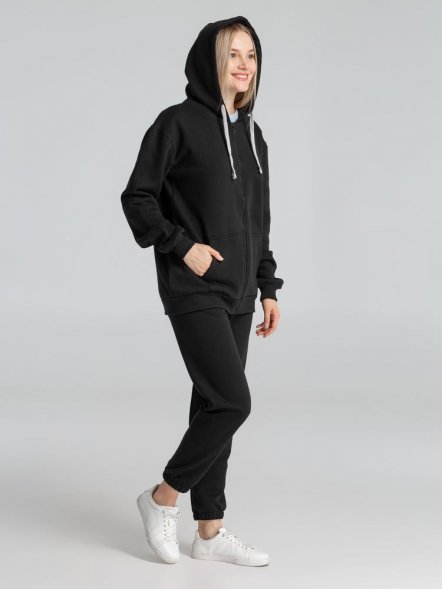 Толстовка на молнии с капюшоном Unit Siverga Heavy, черная 