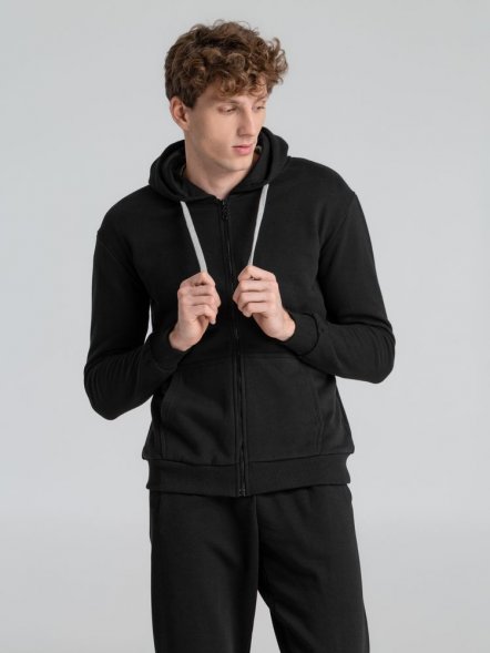 Толстовка на молнии с капюшоном Unit Siverga Heavy, черная 