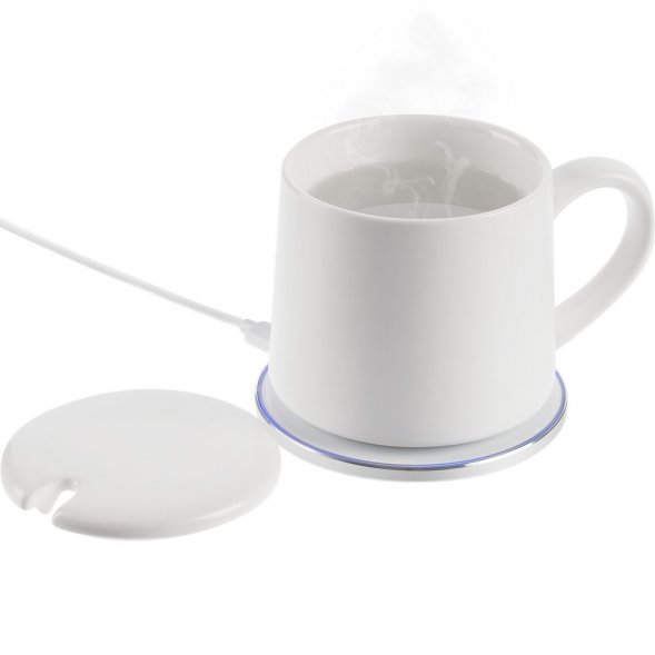 Кружка с подогревом и беспроводной зарядкой Dual Base ver. 2.0 Matt, белая 