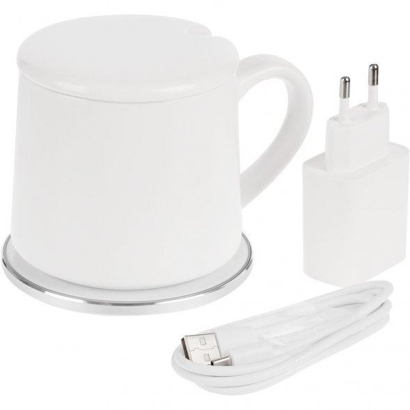 Кружка с подогревом и беспроводной зарядкой Dual Base ver. 2.0 Matt, белая 