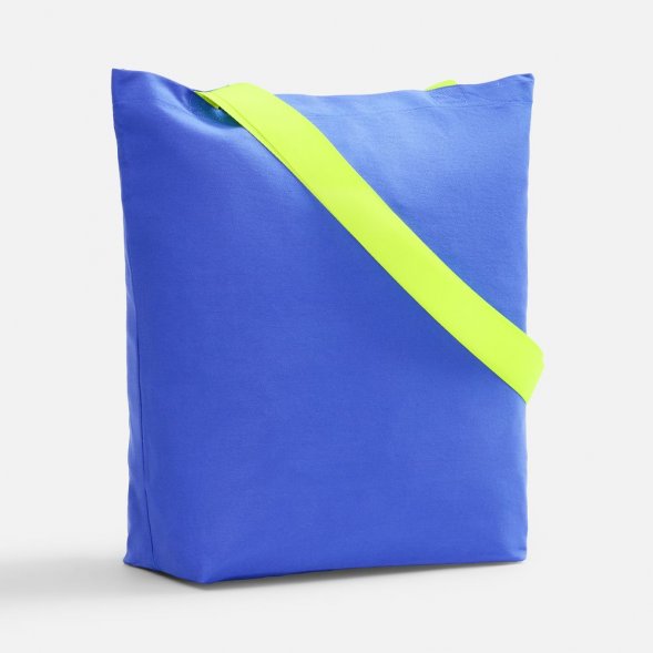 Шопер B5, синий с широкими желтыми ручками 