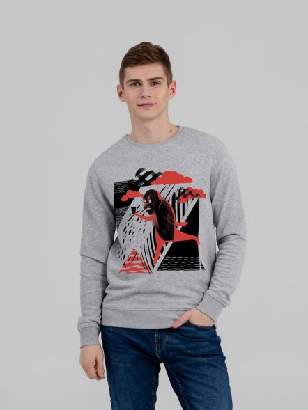 Свитшот «Преодолень», серый меланж 