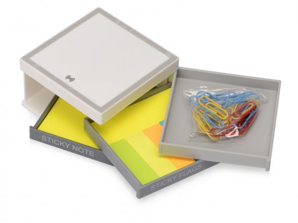 Настольный органайзер с функцией беспроводной зарядки, белый 