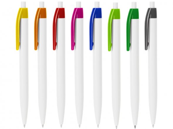 Ручка пластиковая шариковая HINDRES, белый/апельсин 