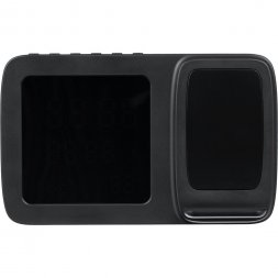 Станция беспроводной зарядки с часами и календарем и подсветкой лого Novem, черная