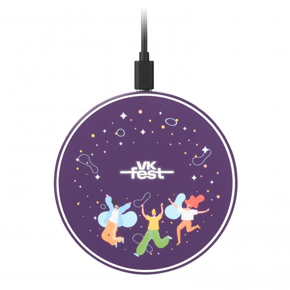 Беспроводное зарядное устройство с подсветкой 15W Auris, фиолетовое 