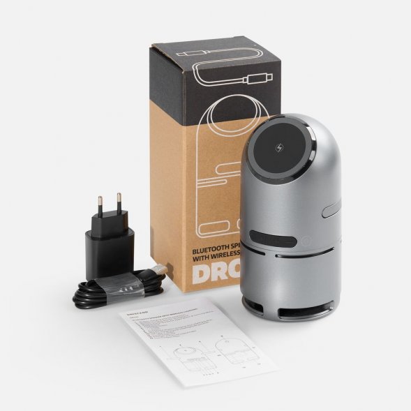 Bluetooth-колонка с беспроводной зарядкой Droid, серая 