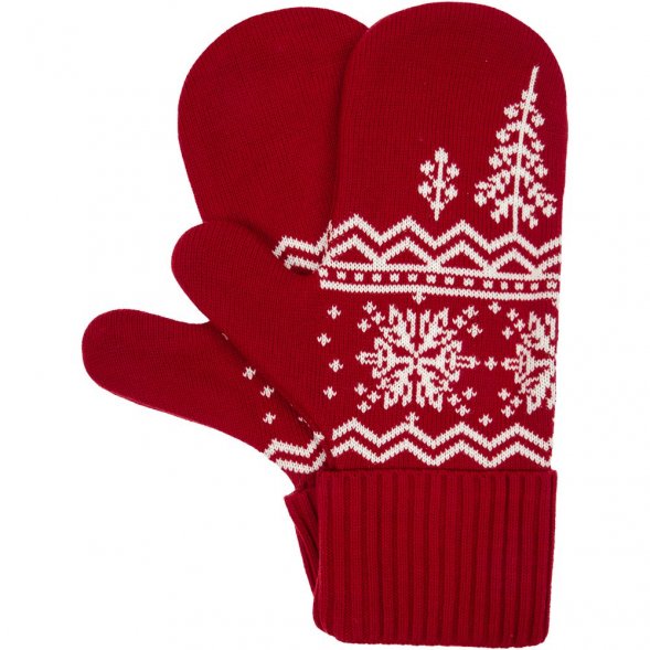 Варежки Elnik, красные с молочно-белым 