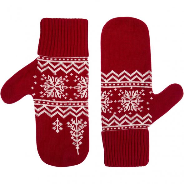 Варежки Elnik, красные с молочно-белым 