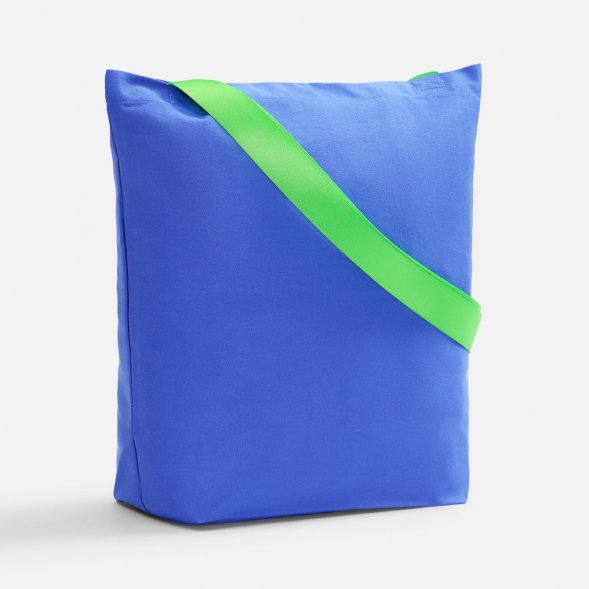 Шопер B5, синий с широкими зелеными ручками 