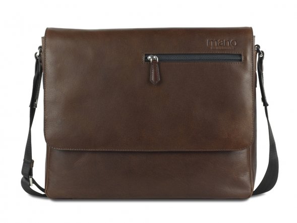 Сумка через плечо Mano Don Valentino, натуральная кожа в коричневом цвете, 36,5 х 30 х 8 см 