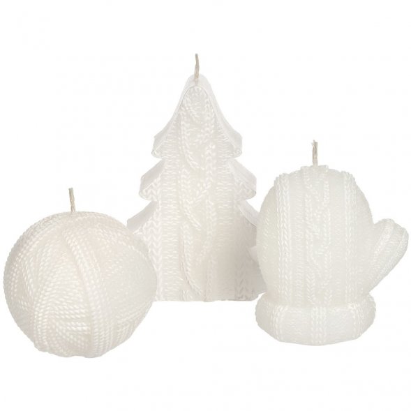 Свеча Kniteam, елка, белая 