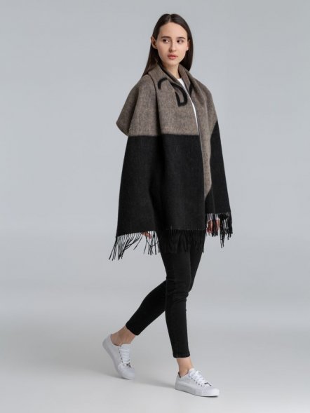 Палантин Charming, черный с бежевым 