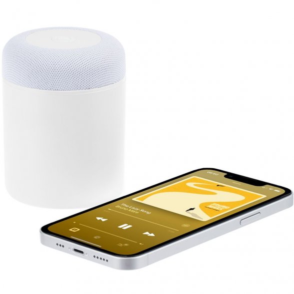 Станция беспроводной зарядки с колонкой и ночником Trilogy, белая 