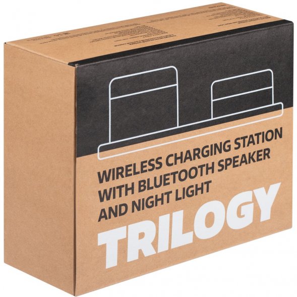 Станция беспроводной зарядки с колонкой и ночником Trilogy, белая 