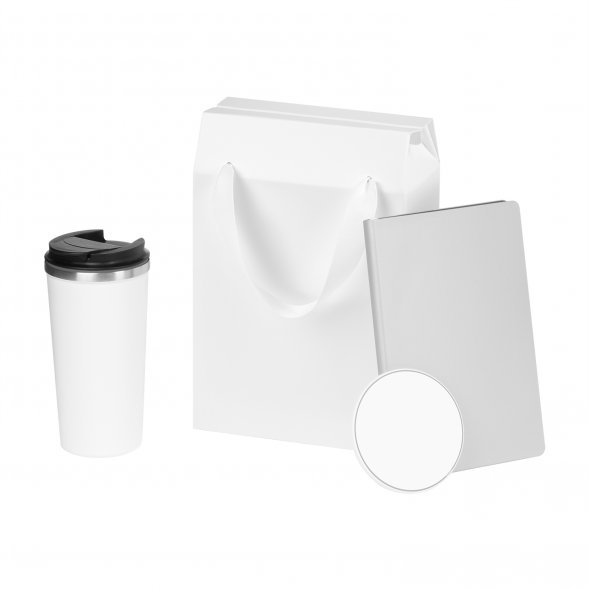 Подарочный набор Palermo, белый (термокружка, ежедневник, зарядное устройство) 