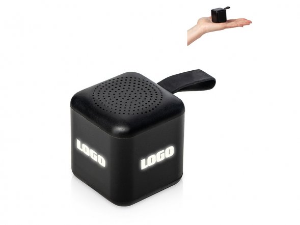 Портативная колонка TWS с подсветкой лого Tiny, 3 Вт, черный 